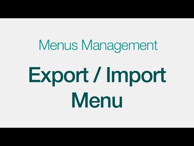 WPFW - Menus Management Export / Import