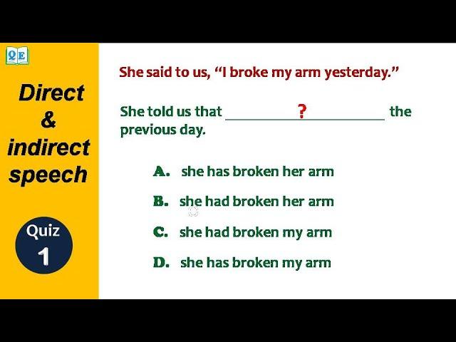 Direct & Indirect Speech Quiz 1 | Direct & indirect speech by Quality Education