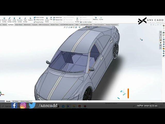 Car Surface Modeling in SOLIDWORKS #mechanical