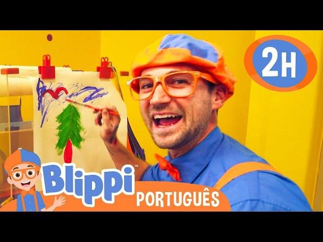 Blippi Aprende a Pintar em um Parque Infantil | 2 HORAS DO BLIPPI! | Vídeos Educativos para Crianças