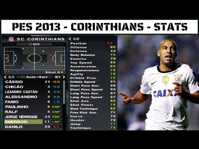 PES 2013 - Corinthians - Stats - PS2