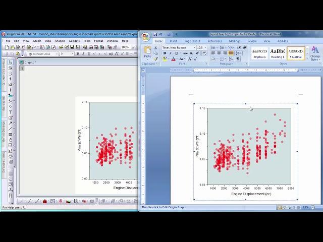 Export or copy and paste a selected area of graph from Origin