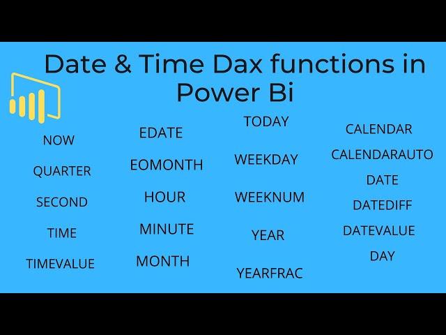 Learn all types of Date and Time Dax functions in Power Bi (35 min.)