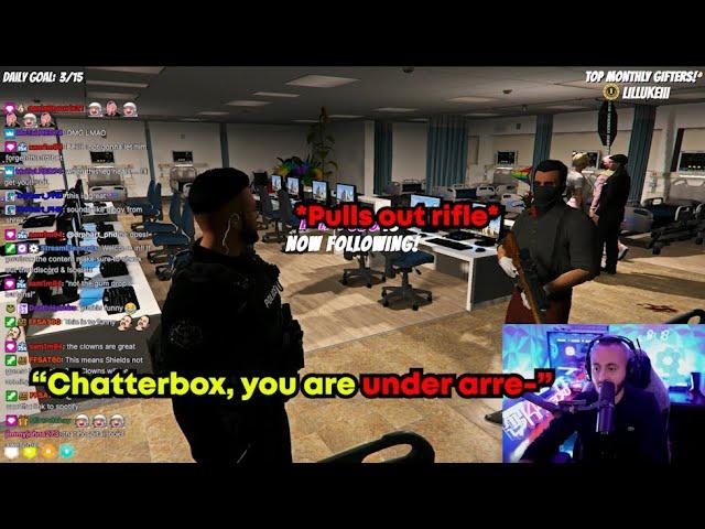 Chatterbox pulls out a hunting RIFLE when officer tries to ARREST him | BOTH POVS | GTA V RP NoPixel