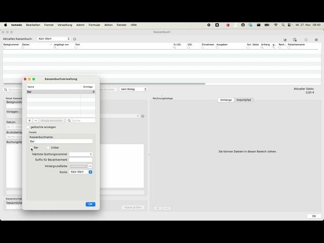 Ein neues Kassenbuch anlegen – tomedo® (Quick Support)