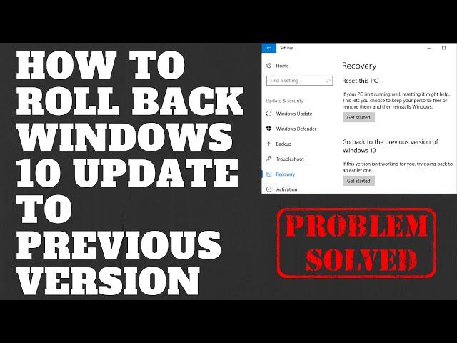 How to Roll Back Windows 10 Update