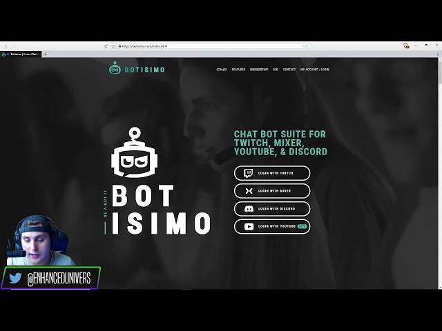 Botisimo a Chat Bot for multiple platforms Twitch, Youtube , Mixer and Discord