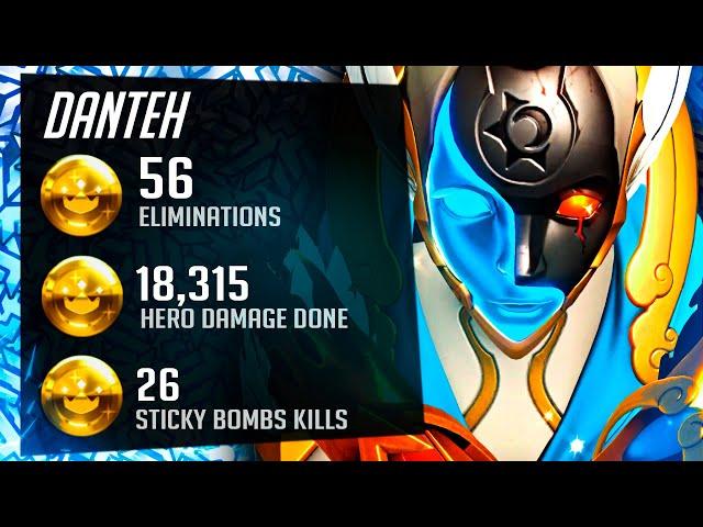 Danteh OP Echo Gameplay - 56 elims! [ Overwatch Season 34 Top 500 ]