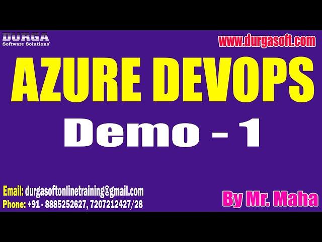 AZURE DEVOPS tutorials || Demo - 1 || by Mr. Maha On 26-12-2023 @7PM IST
