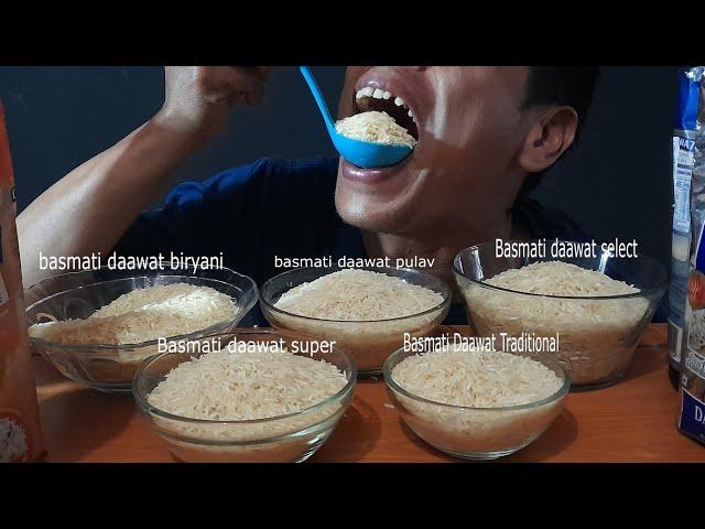 Suapan full || Asmr raw rice eating||review  lima macam beras||basmati merk daawat||makanberasmentah