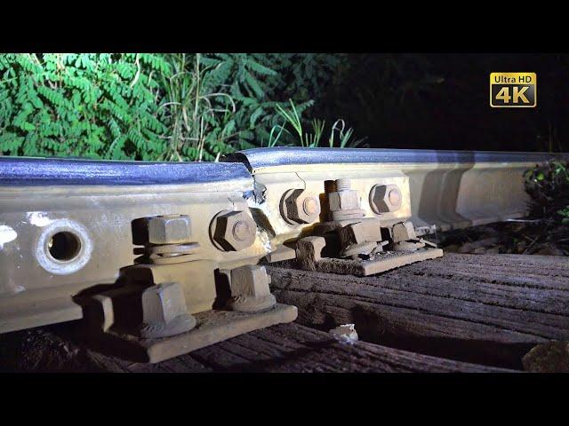 Bad rail joints - rotten rail sleepers - jumping track ballast - recognizable sound of trains [4K]