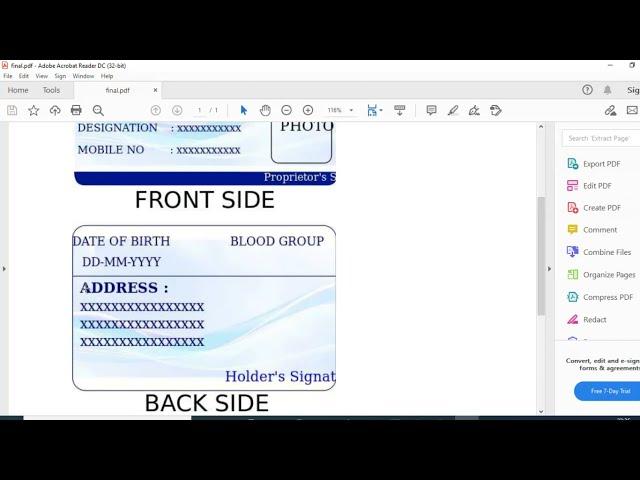 How to convert two page scanned Id card pdf to single page pdf