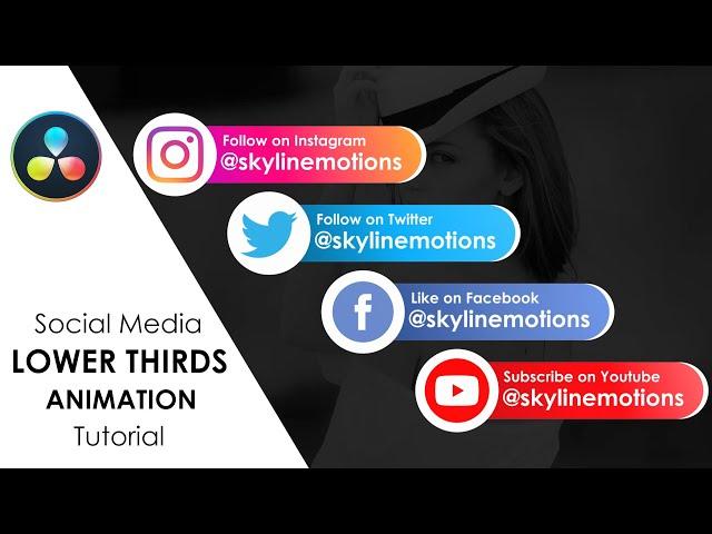 Social Media Lower Thirds Animation | DaVinci Resolve 16 Tutorial | No Plugins
