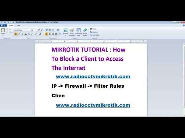 MIKROTIK TUTORIAL  : How To Block a Client to Access The Internet