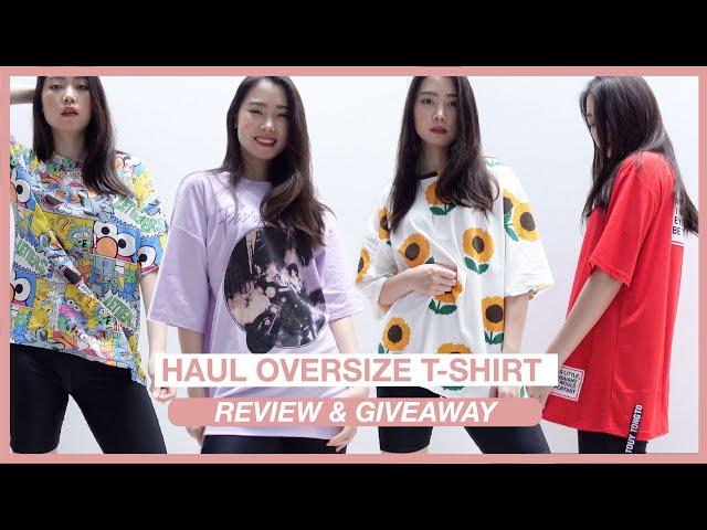 SHOPEE HAUL Kaos Oversize T-Shirt Berkualitas Wajib banget Punya | Review Try On Giveaway