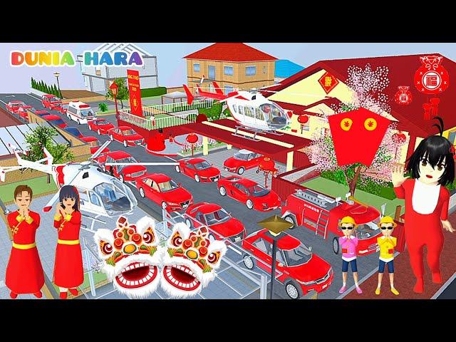 Yuta Rumah Baru Angpao Raksasa Imlek CNY 2023Kumpulkan Mobil Merah Ada Barongsai | Sakura School