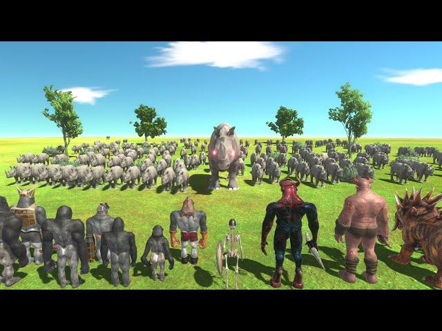 5 VS 100 - Mutant Primates And Infernals VS 100 Hippo - Animal Revolt Battle Simulator