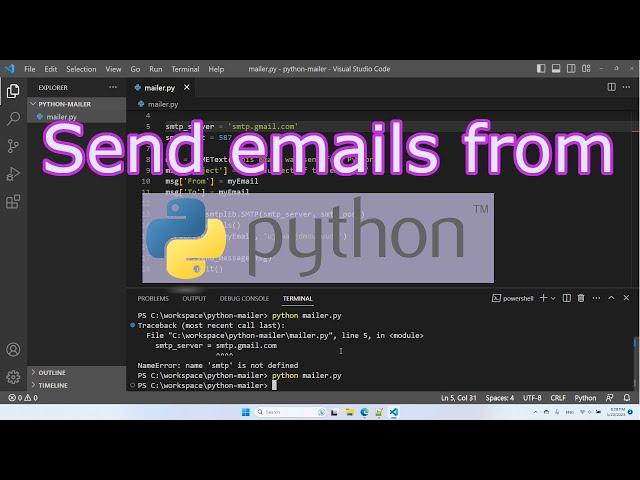 How to send email from a Gmail account with python