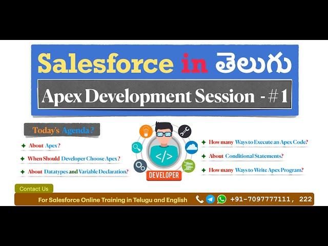 Salesforce Development Session - #1 in Telugu || Apex || If Conditions  || Salesforce in Telugu