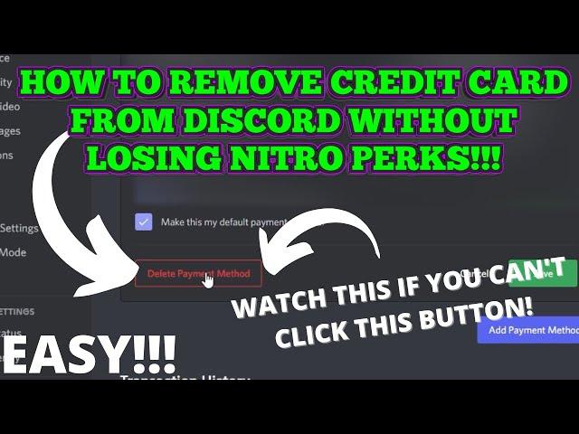 How to remove Credit/Debit Card from Discord after claiming/buying Discord Nitro!!!