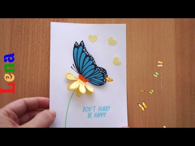 Schmetterling Grußkarte basteln mit Lena Butterfly card diy - Greeting card -Don't hurry - be happy