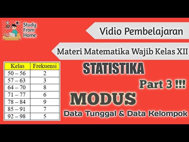 Statistika Bagian 3!!! Menghitung Modus Data Tunggal dan Data Kelompok | Matematika Wajib Kelas 12