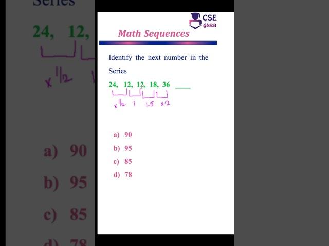 Identify the next no. in the sequence #10 #mathsequences #mathstricks #tipsandtricks #cseguru #maths