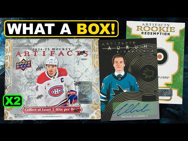 MACKLIN CELEBRINI FIRST NHL RPA'S! Opening 2 Boxes of 2024-25 Upper Deck Artifacts Hockey Hobby