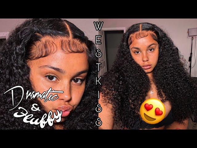 How To Dramatic Fluffy Baby Hair + Pre Plucked / Bleached Curly Wave Wig Install ft West Kiss Hair