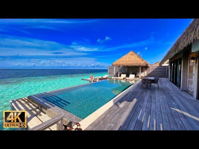 King Overwater Villa with Pool, Waldorf Astoria Maldives Ithaafushi - 4K with soothing Guitar