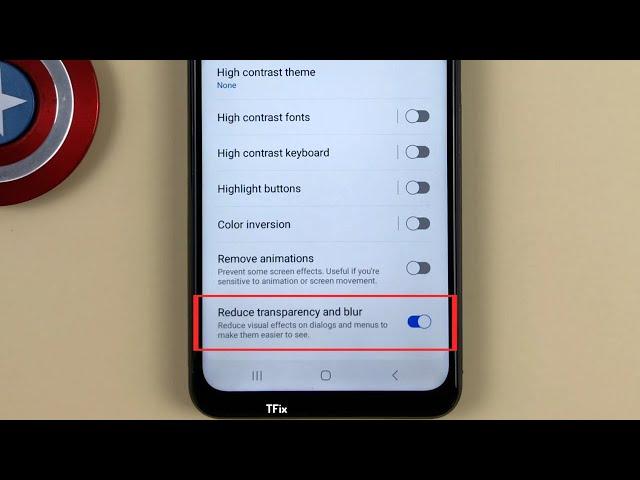 Reduce transparency and blur on Samsung A04s Android 13