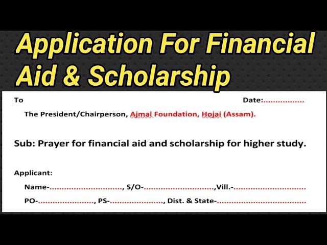 Application/letter for financial aid and Scholarship for higher study/Saad Ahmed.