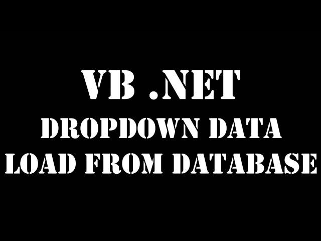 Bind / Fill / Populate DropDownList control from database in ASP.Net using  VB.Net