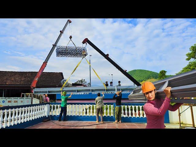 GENIUS GIRL: Transporting Iron Frames By Crane To Build Houses, Build House With a Crane