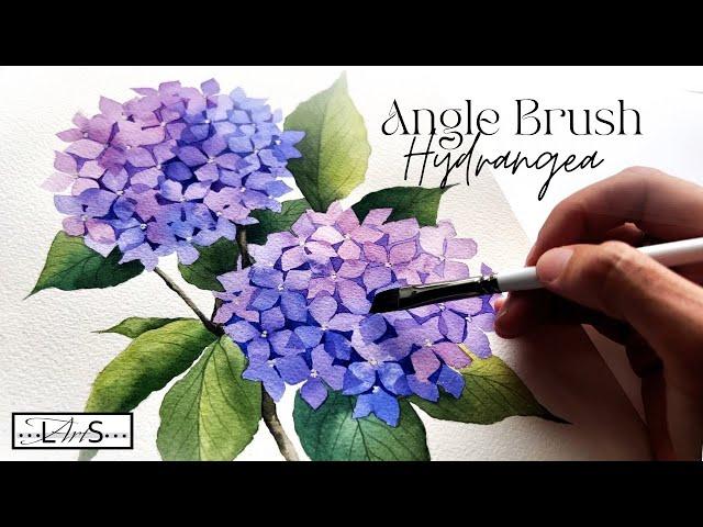 Easier Than It Looks!! Simple & Breathtaking Step-by-Step Watercolor Hydrangea Using an Angle Brush!