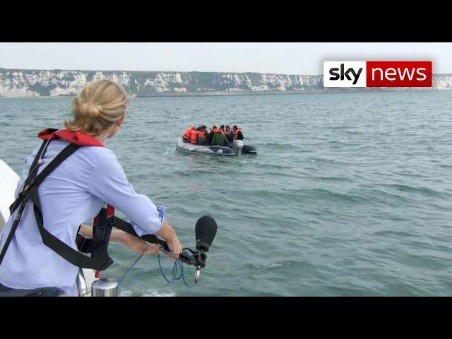 Sky witnesses migrants entering British waters cheering 'UK'