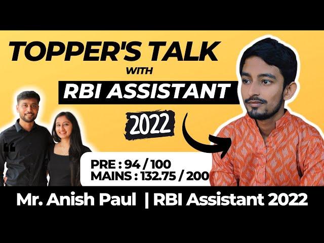 TOPPER'S TALK with RBI Assistant 2022 | Cracked RBI Assistant in First Attempt | Anish Paul