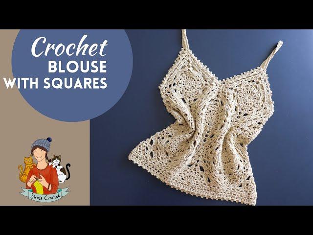 Crochet Top / Blouse With Squares