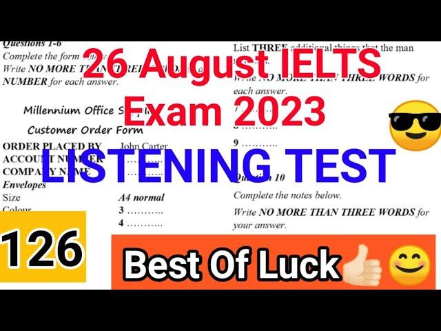 26 August IELTS Listening Practice Test 2023 With Answers Must Watch Before Real Exam Best of Luck