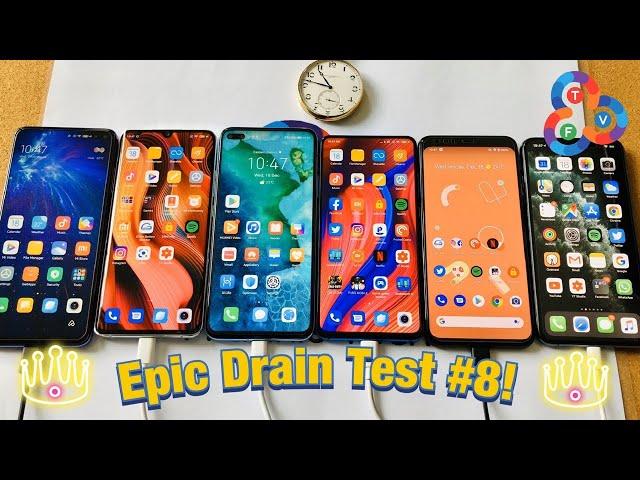 Redmi K30 vs Mi Note 10 Pro vs Honor V30 vs Mi 9T Pro vs Pixel 4 XL vs 11 Pro Max - Epic Drain Test!