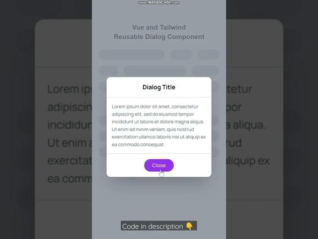 Vue & Tailwind Reusable Modal Component | Code In Description