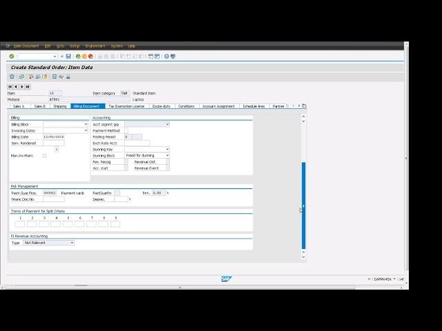 SAP S4 HANA Sales Order Item Billing Tab