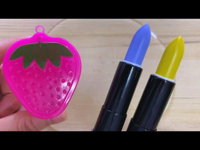 Makeup slime!Satisfying slime coloring with lipstick&Highlighter compilation !Lipstick slime ASMR