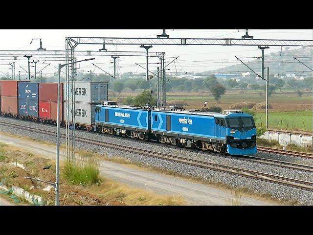 Most Powerful Locomotive of India WAG-12B with Double Stack Containers Trains