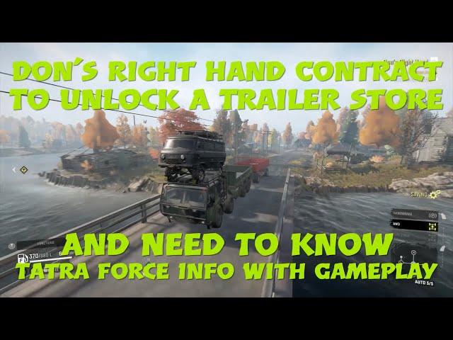 SnowRunner Don's Right Hand Contract To Unlock Trailer Store And Tatra Force Need To Know Info