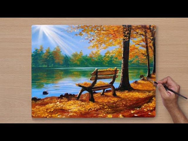 How to Draw Autumn Scenary / Acrylic Painting / STEP BY STEP #63