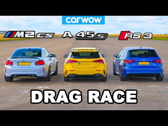 New BMW M2 CS vs AMG A45 S vs Audi RS3: DRAG RACE!