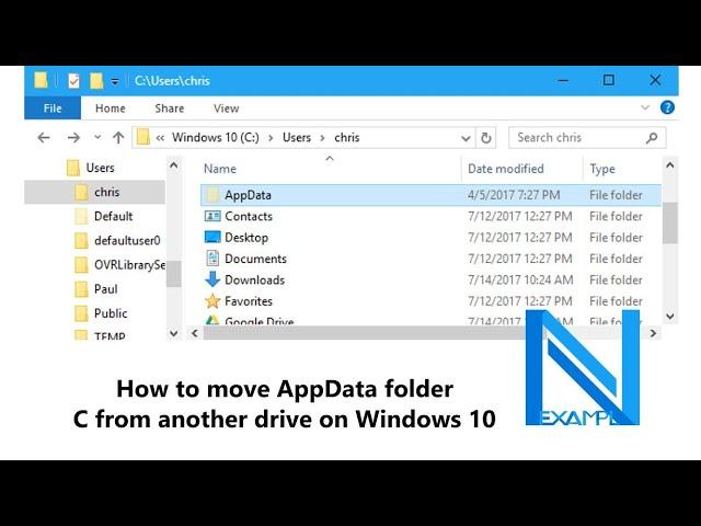 How to move AppData folder C from another drive on Windows 10