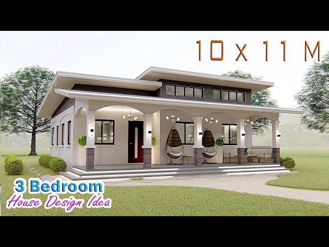 HOUSE DESIGN IDEA | 10 X 11 Meters | 3 Bedroom Farmhouse