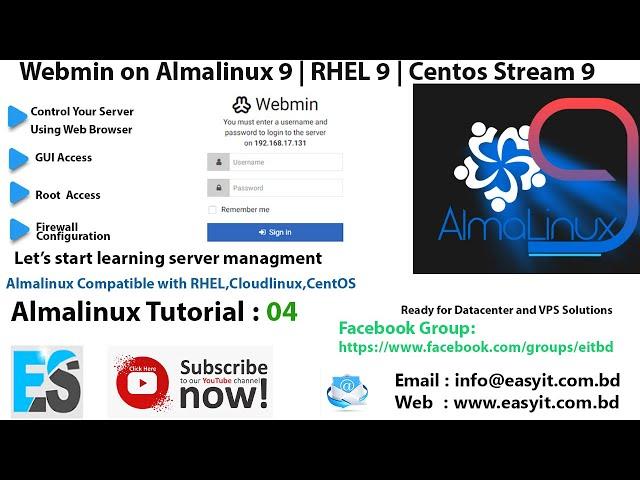 Webmin Install,configure test on Almalinux 9 | RHEL 9 | CentOS Stream 9 | Easy IT